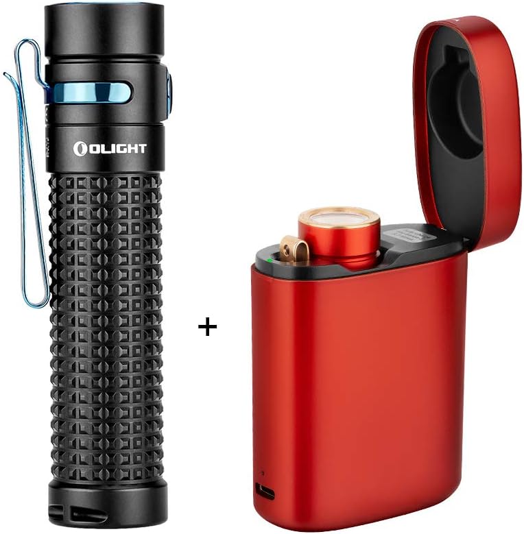 OLIGHT Baton3 Premium Edition 1200 Lumens Flashlight with Charging Box Bundled with S2R II 1150 Lumens EDC Flashlight