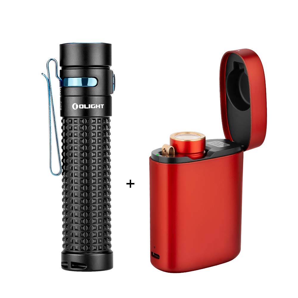 OLIGHT Baton3 Premium Edition 1200 Lumens Flashlight with Charging Box Bundled with S2R II 1150 Lumens EDC Flashlight