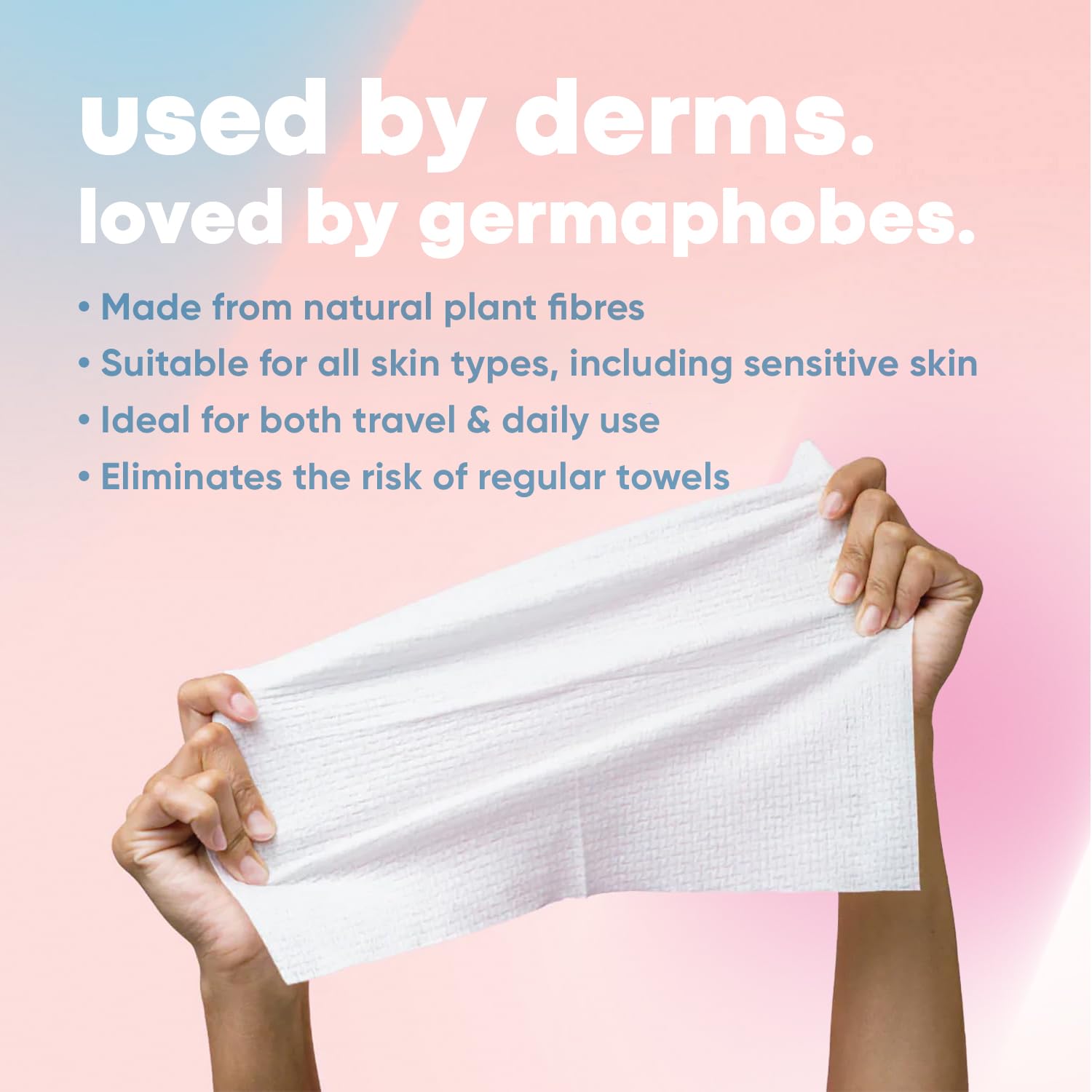 Takeoff Face Towels, 10"×12" XL Face Disposable + Compostable, Ultra Soft Makeup Remover Dry Wipes, Thick Face Towel w/Dual Texture For All Skin Types incl. Sensitive, 50 Count x 4 Pack (200 total)