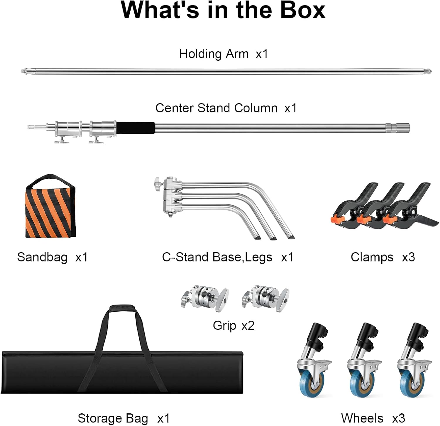 Heavy Duty C Stand 11.3ft/345cm Light Stand with 4.2ft/128cm Boom Arm Wheels Sturdy Stainless Steel Century Stand for Photography Studio Video Reflector, Umbrella, Softbox and Monolight