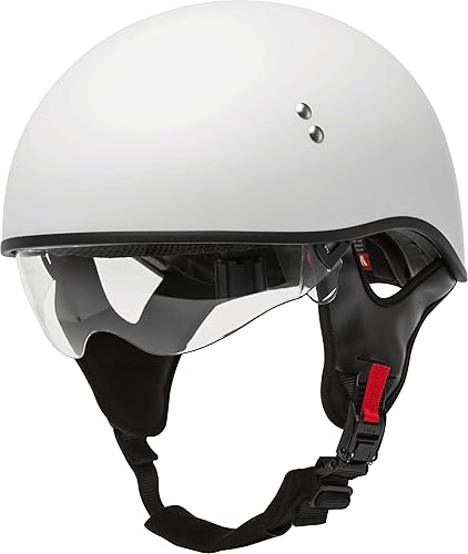 Miniatura 4 de GMAX HH-65 Naked Motorcycle Street Half Casco (blanco, mediano)