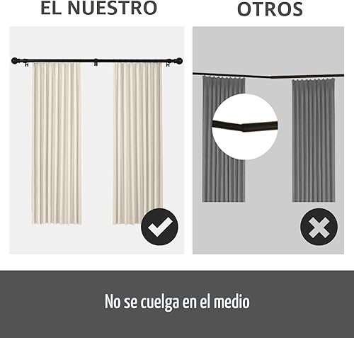 Miniatura 7 de Barras de cortina para ventanas de 32-48 pulgadas, juego de barras de cortina decorativas de 5/8 pulgadas, barra de cortina de metal resistente