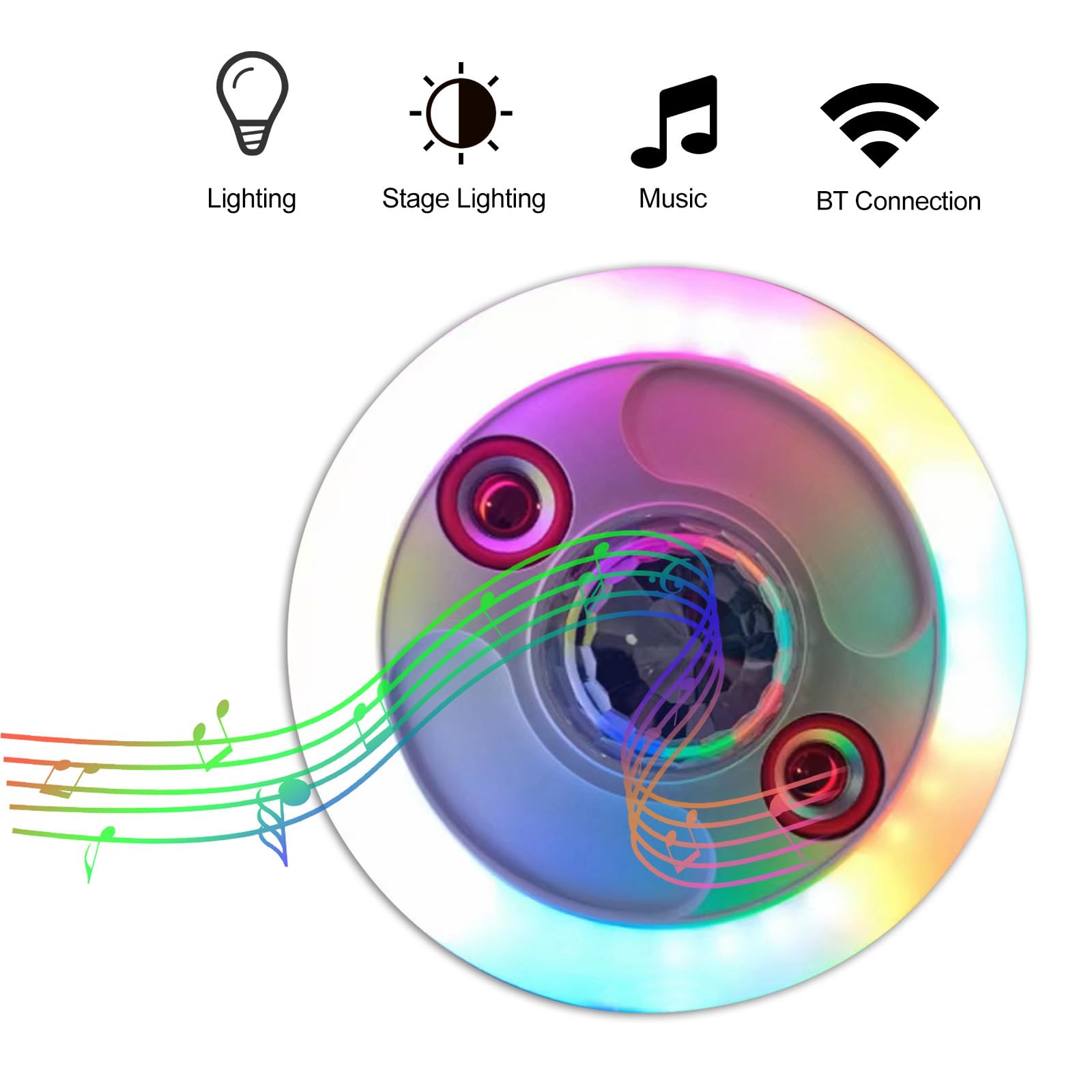Lampadina musicale LED RGB da 36 W con altoparlante Bluetooth, attacco E27, telecomando, lampada per atmosfera che cambia colore