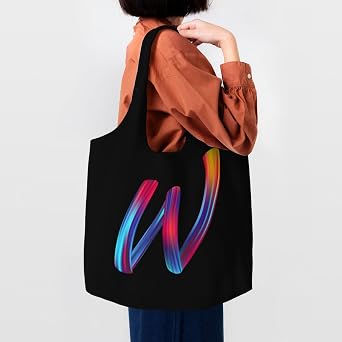 Black Initial Canvas Tote Bags