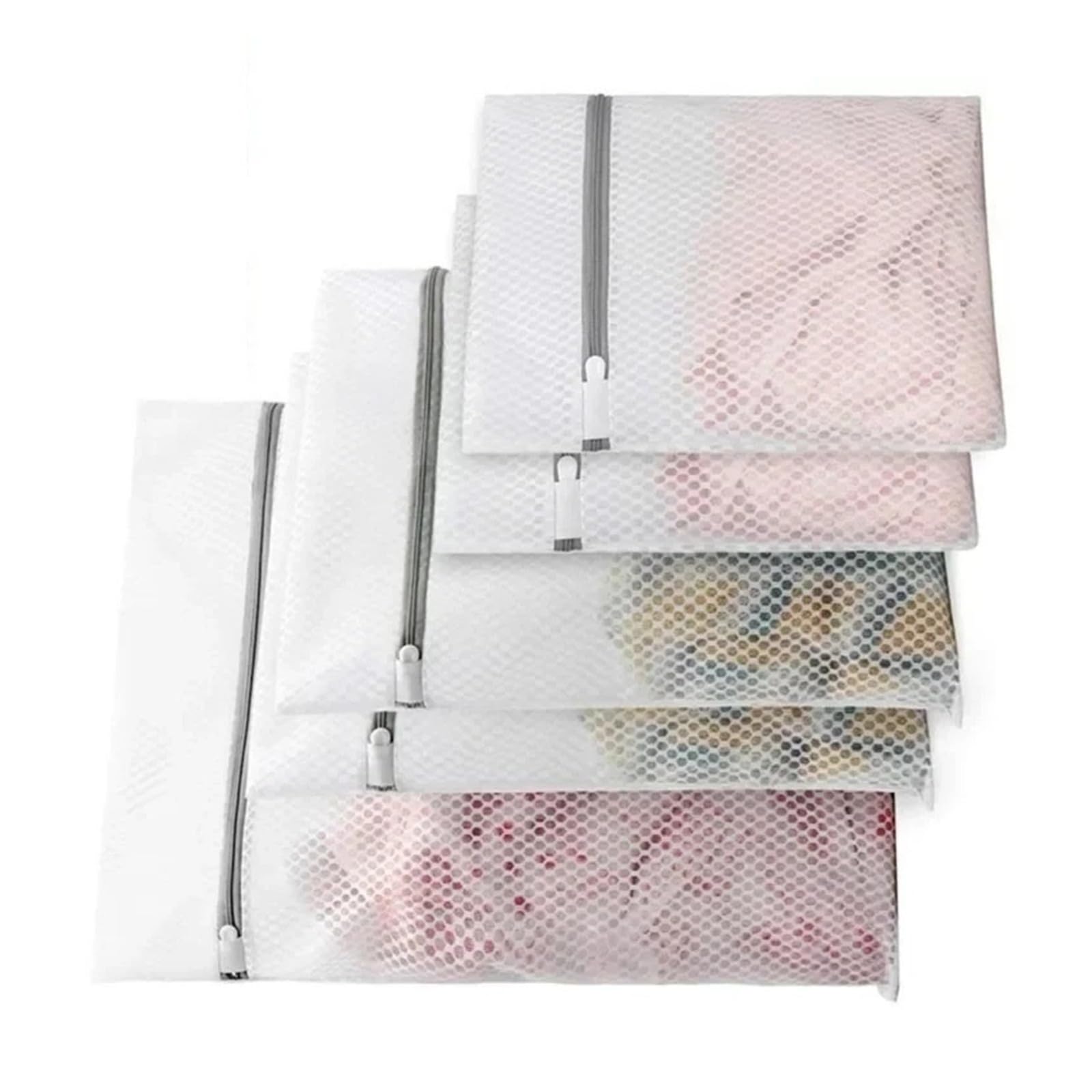 5Pcs Mesh Laundry Bags Honeycomb Mesh Laundry Organizer Bags Reusable Washing Machines Bag(5PCS-50X40cm)