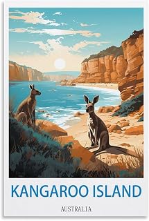 Kangaroo Island Australia Vintage Travel Posters Beach 20x30inch(50x75cm) Canvas Wall Art Poster Prints, Bedroom Living Room Decoration Painting