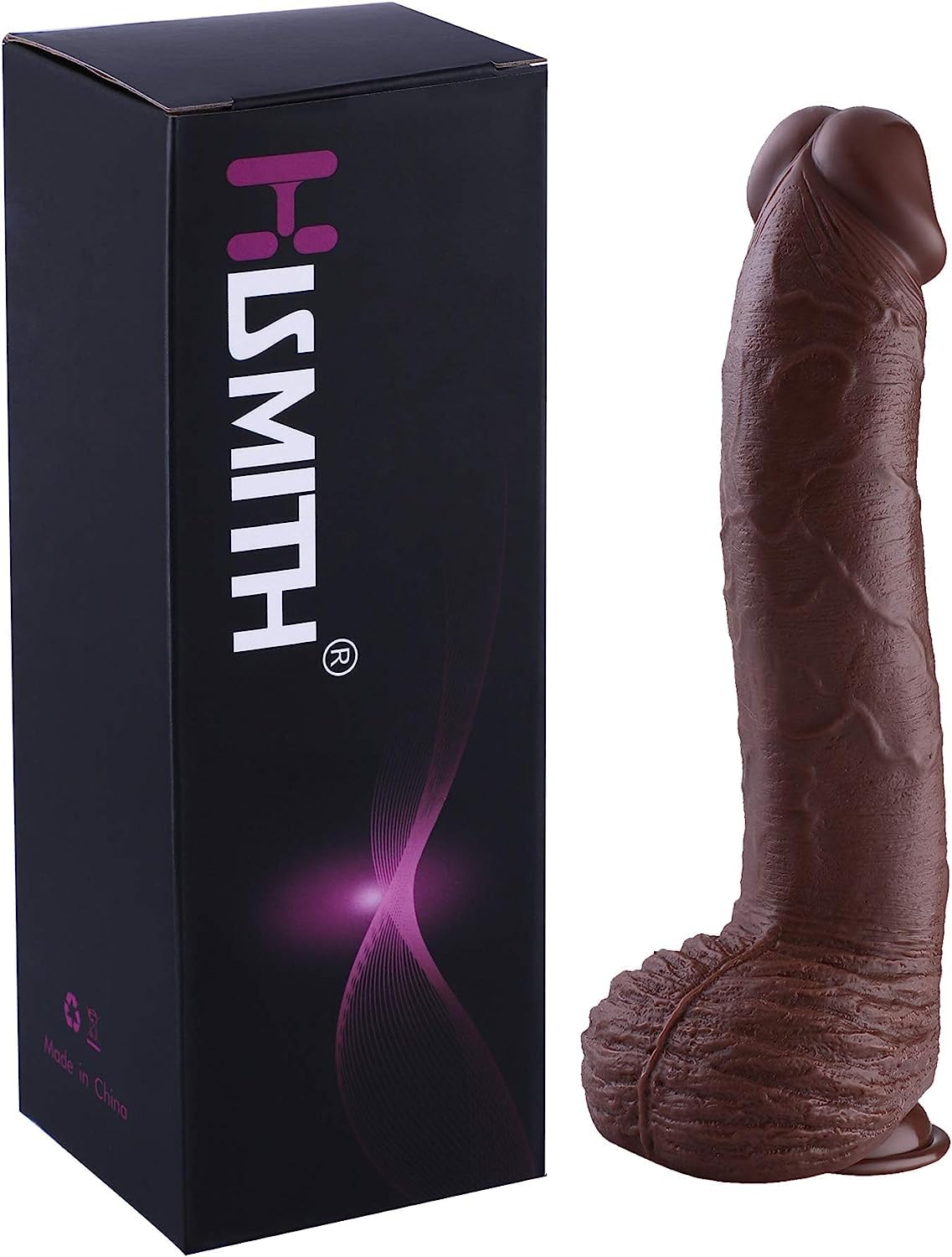 HiSmith HSA13-XL Silicone Anal Beads Dildo With 5 Smooth Balls KlicLok XL 30cm Black