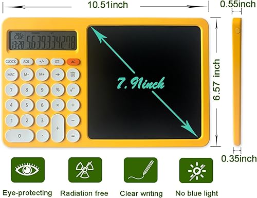 Miniatura 2 de Calculadora y bloc de notas 2 en 1 con pantalla de tiempo y temperatura. Lectura de 10 dígitos, 1 lápiz capacitivo 2 escribir, dibujar, garabatear
