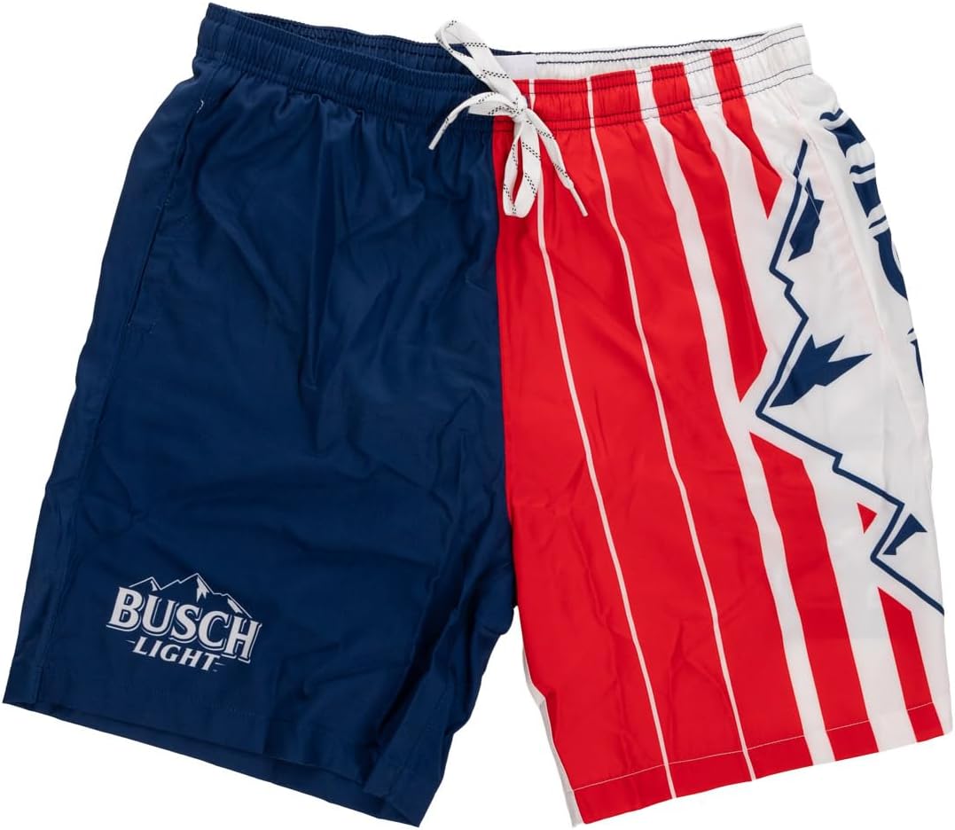 Calhoun Busch Light Men's Red, White, Blue Mountain Logo Quick-Dry Swim Trunks