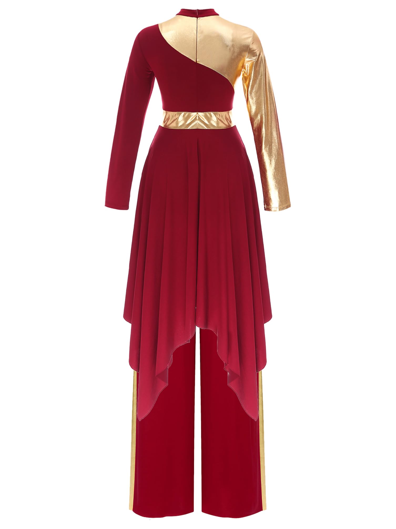 dPois Vestito da Donna per Danza Lirica Liturgico Contemporanea con Pantaloni a Gamba Larga Abito da Ballo Latino Moderno Valzer Tango Costume da Danza Samba Salsa