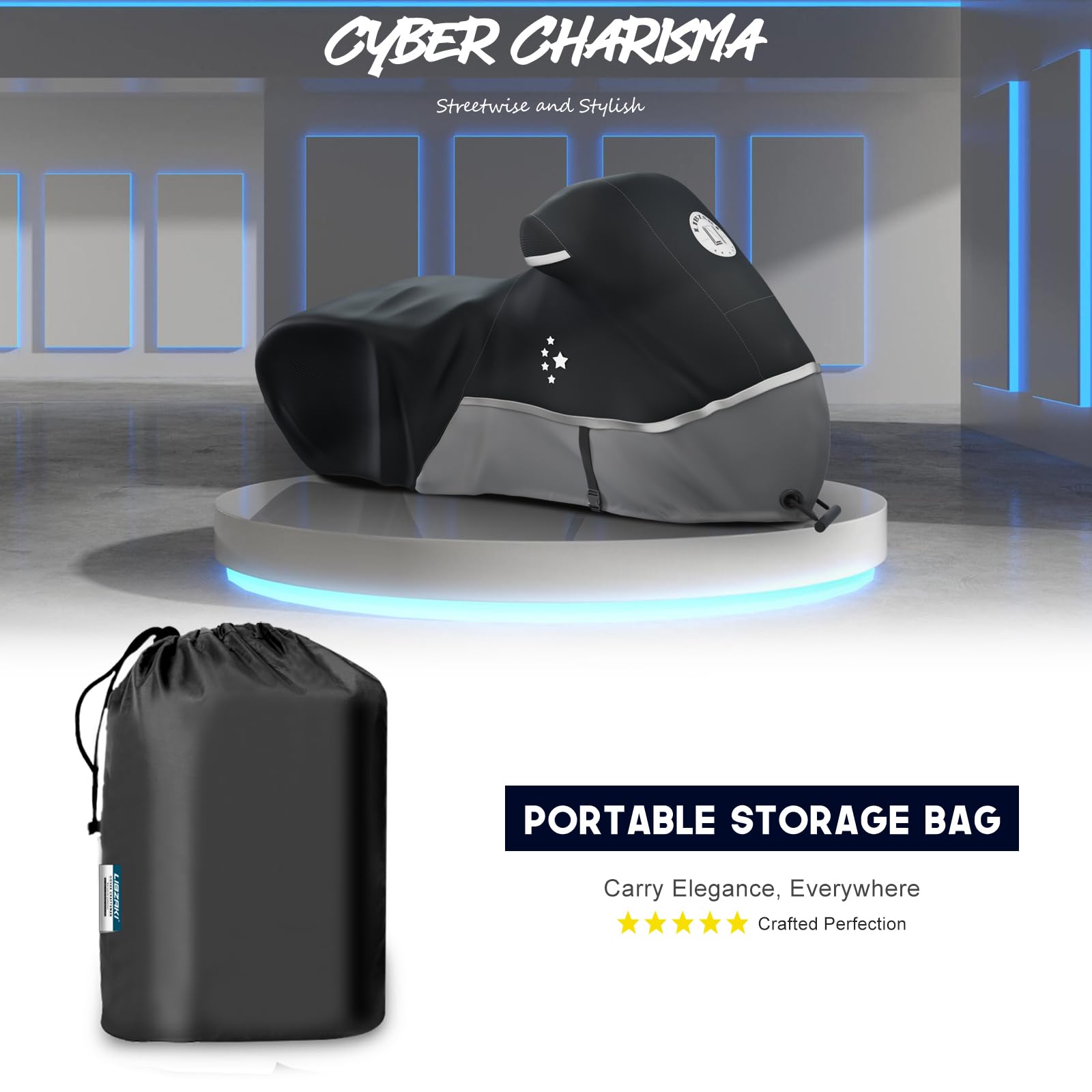 Pokrowiec na motocykl, 420D, wytrzymały, na wszystkie pory roku, uniwersalny, odporny na warunki atmosferyczne, wodoszczelny, ochrona na zewnątrz, 218,4 cm, XL, pokrowiec na