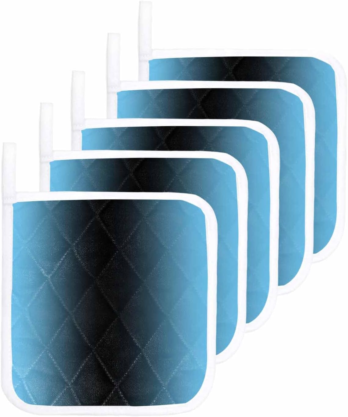 Blue Black Ombre Pot Holders for Kitchen Heatproof Potholder, 5 Pack Modern Gradient Abstract Art Hot Pads Multipurpose Oven Pads Terry Cloth Potholders Trivet for Cooking Baking