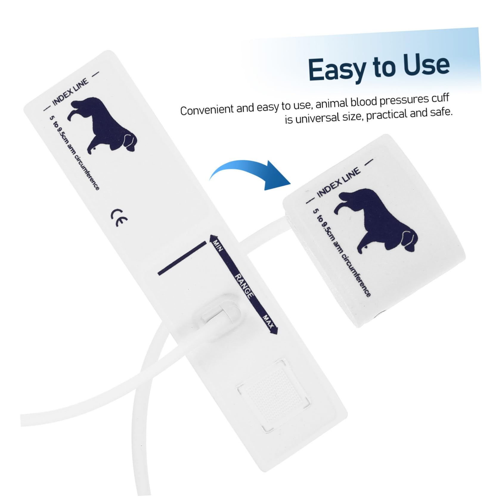 Bracciale per Misuratore di Pressione Non Tessuto, Adatto per Animali e Gatti Circonferenza Braccio 5-9,5cm, per Uso Veterinario