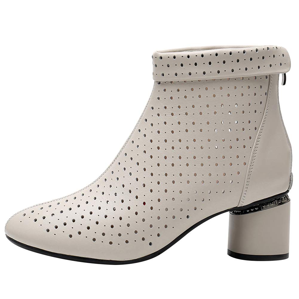 Femmes Élégant Bloc Talon Bottines Respirant Évidé Été Bottes Chukka Escarpin