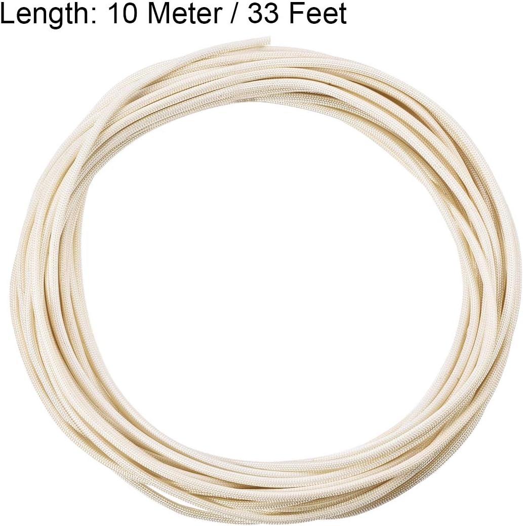 uxcell Insulation Braid Sleeving, 33Ft-2mm High TEMP Fiberglass Sleeve White