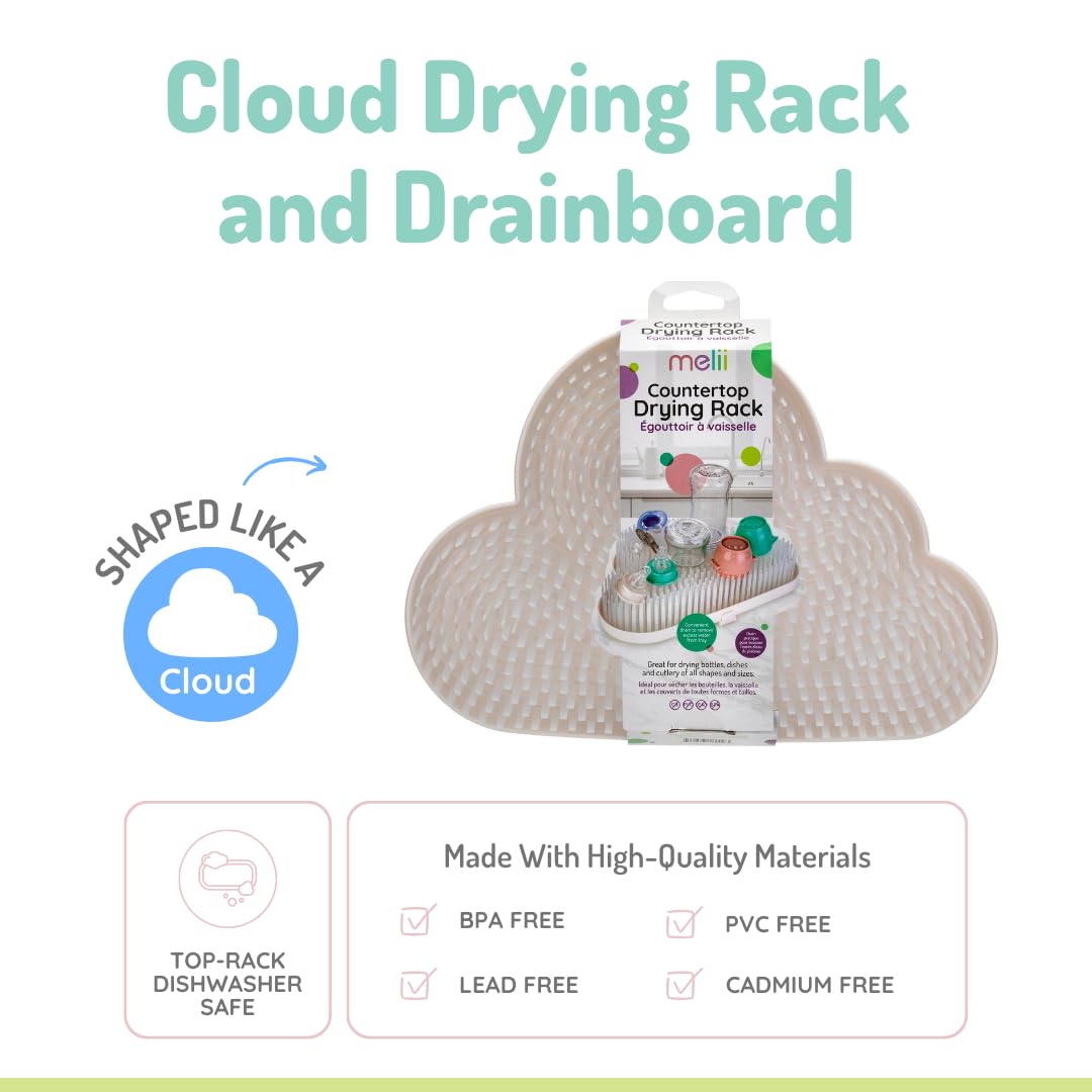 Melii Countertop Cloud Drying Rack and Drainboard, BPA Free (White) 2