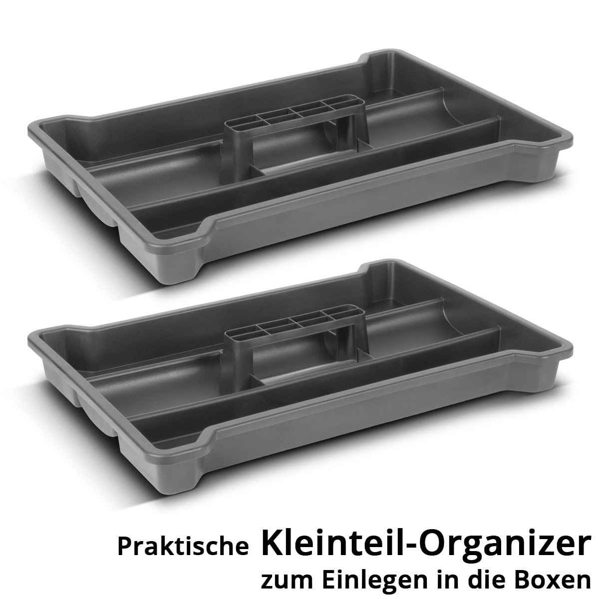 STAHLWERK Werkzeugtrolley mit drei Boxen – fahrbarer Werkzeugkoffer-Trolley mit Rollbrett, Metallverschlüssen und großem Stauraum, flexibles Aufbewahrungssystem für Werkstatt, Garage und Montage