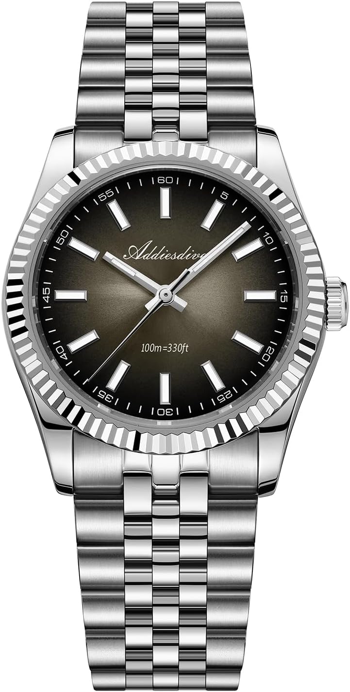 10.6 MM Slim Watch Sapphire Crystal Luxury Smooth Sweep Quartz Watch Fluted Bezel 100M Waterproof Luminous Analog