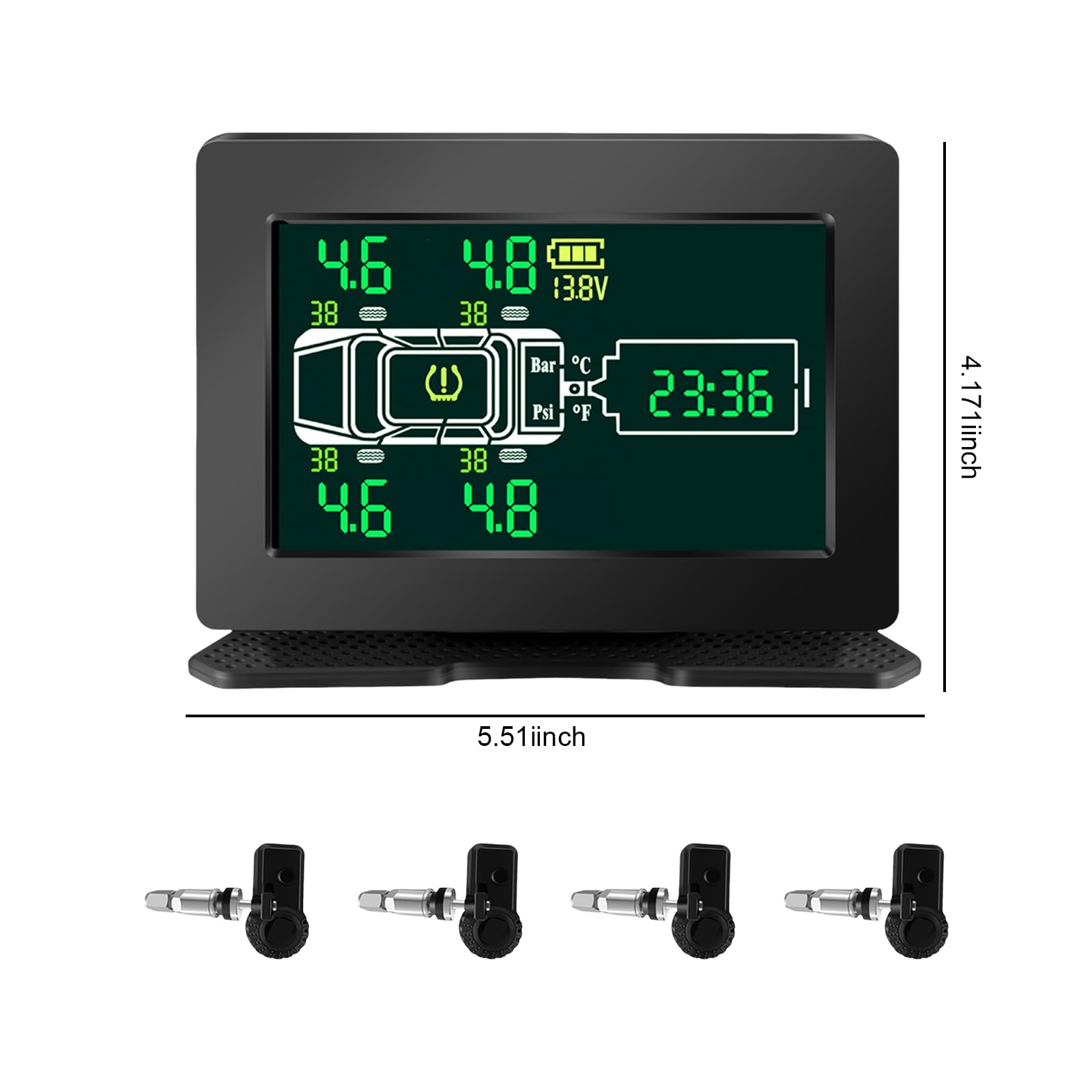 Monitor ciśnienia w oponach Max 8,0 bar, monitor temperatury w oponach, IP67, wodoodporne narzędzie do monitorowania ciśnienia w oponach samochodowych z czujnikami 4/6/8 i dużym ekranem, do
