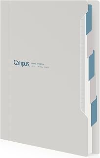 KOKUYO Refillable Spiral Notebook with Dividers & Tabs, B5 Hardcover 5 Subject Notebook Binder for Work, 100 Sheets, 6mm Dot Ruled, Campus Refillable Business Binder for School Note Taking, White