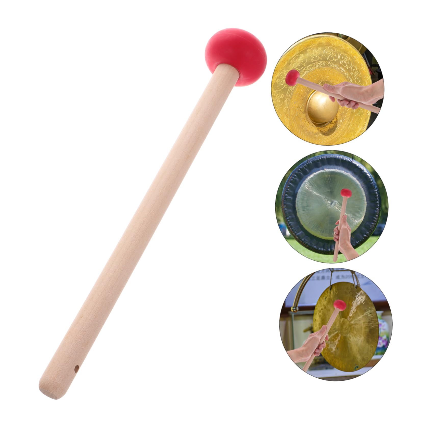 Hemobllo Mazzuolo Per Gong in Legno Punta in Gomma, Batacchio Per Tamburi e Xilofono, Mazzuolo Ergonomico Portatile Per Strumenti a Percussione, Accessorio Multistrumento Manico Resistente