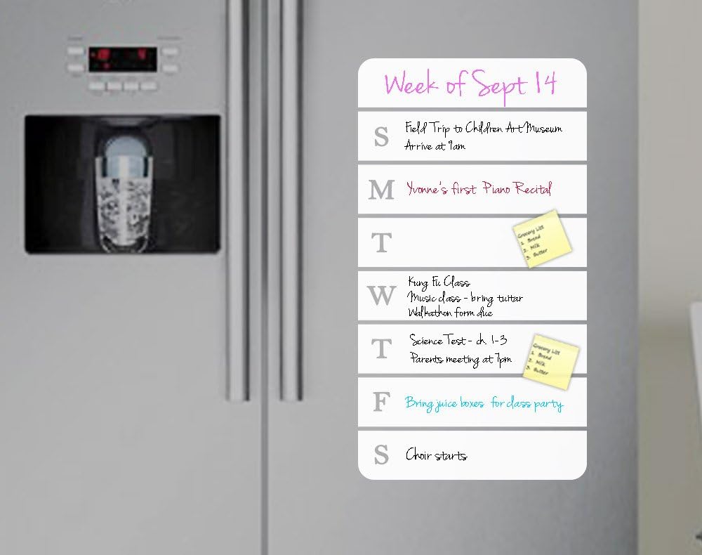 Dry Erase Weekly Calendar Decal White Board Weekly