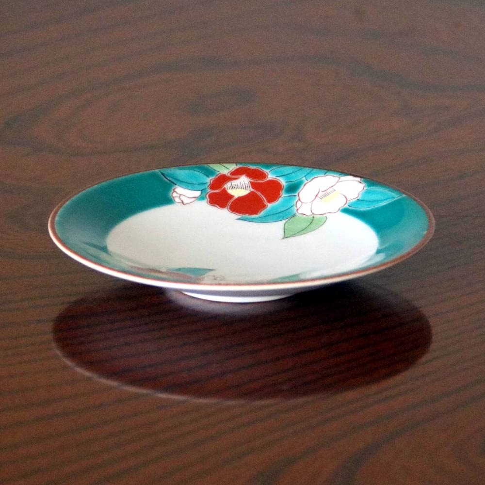 Amazon | 九谷焼 青郊窯 4.6号皿 椿 四季の花 SK-430 JAPAN KUTANI