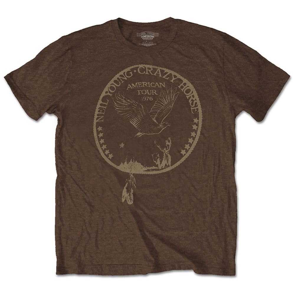 Rock Off officially licensed products Neil Young Tour 1976 Seal T Shirt XXL Brown