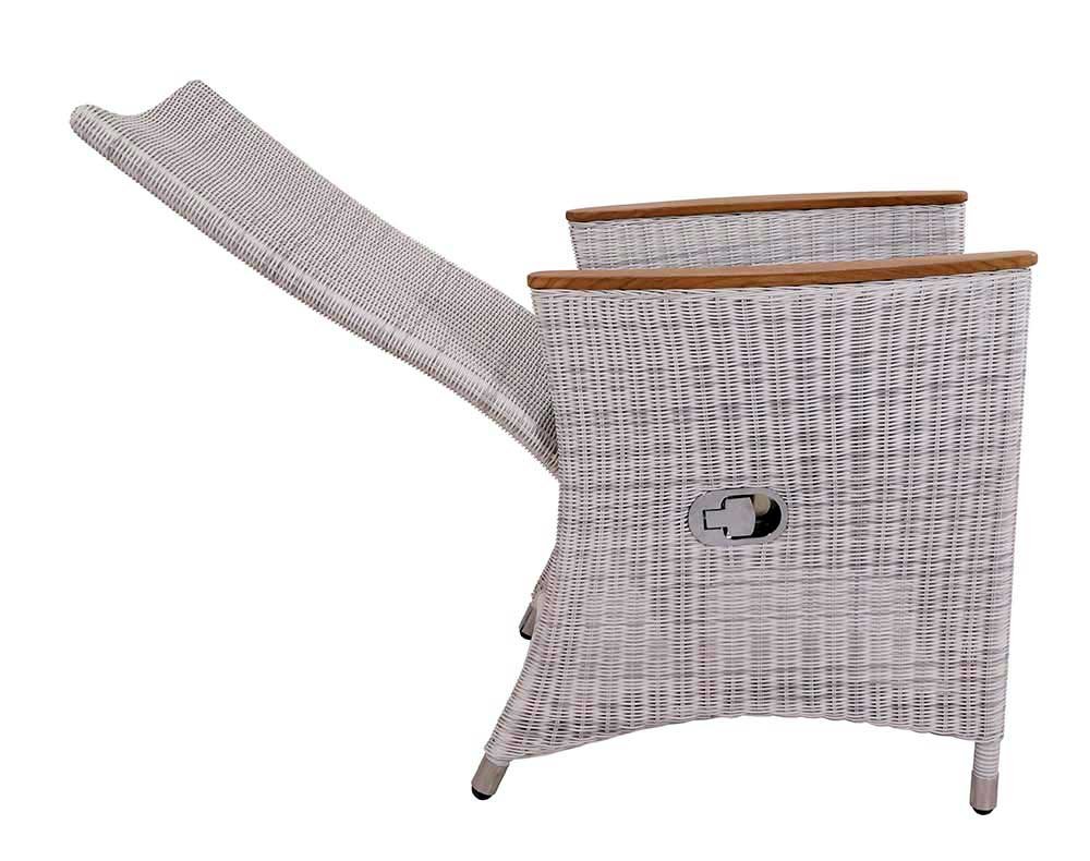 2er Set Positionsstuhl Chelsea in White Wash Geflecht Polyrattan Gartenstuhl Gartensessel