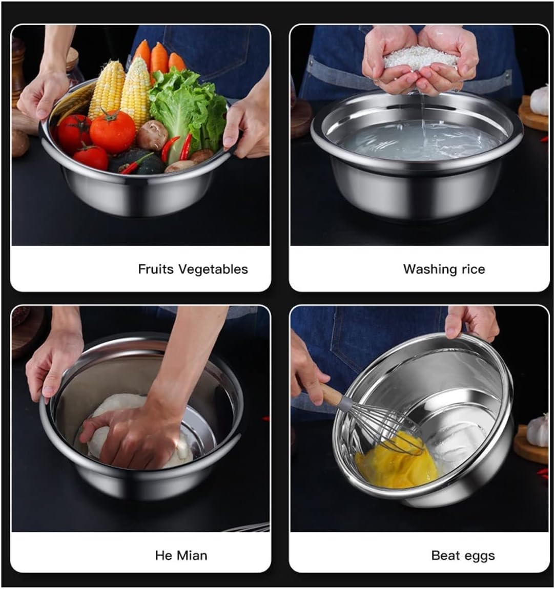 Pots and Pans Fruit Bowl Mixing Bowls, 4-Piece Set Nesting Basin Space Saving Storage, Suitable for Induction Cooker, Baking, Cooking，