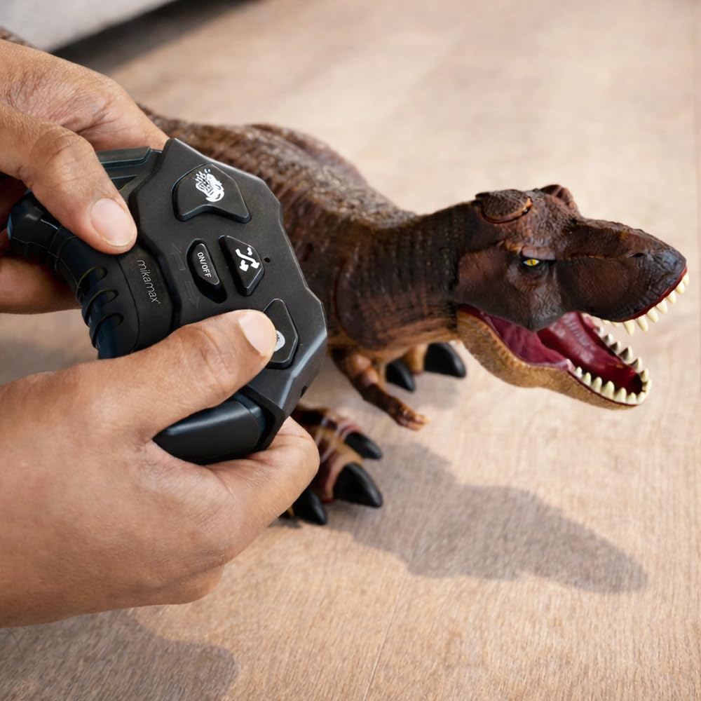 mikamax RC T-Rex Dinosaurier - Dampfatmung Effekt - Ferngesteuerter Laufender Dino - Licht & Sound - Realistischer Rauch - Interaktives Kinderspielzeug Geschenk