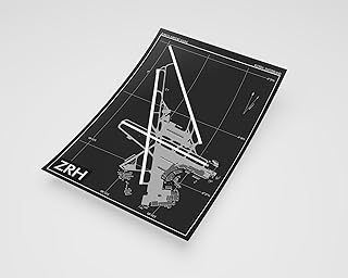 MG Global Modern Poster of Zurich Kloten Airport Zrh 2 | 11x17 12x18 16x24 24x36 Minimal Unframed Print | Minimalism Wall Art Gift | Minimalist Home Office Decor