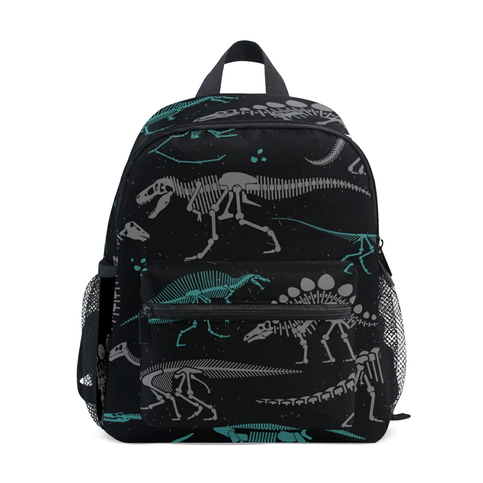 Aflyko Dinosaurs Fossils Black Kids Backpack for Daycare Bookbag for Kindergarten Daypack for Toddler Girls and Boys 10 x 4 x 12 Inch
