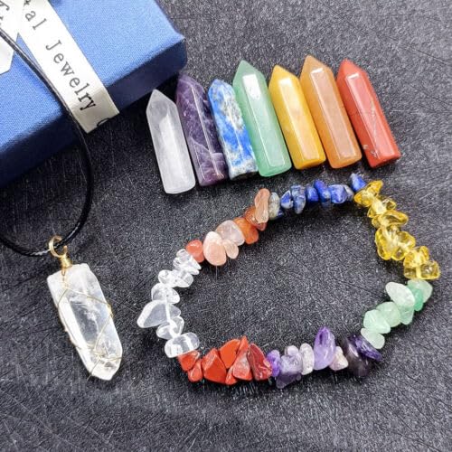 Miniatura 3 de TEAMWILL Juego de 7 chakras de piedras curativas de cristales curativos, collar de cristal de cuarzo natural, caja de regalo para meditación y