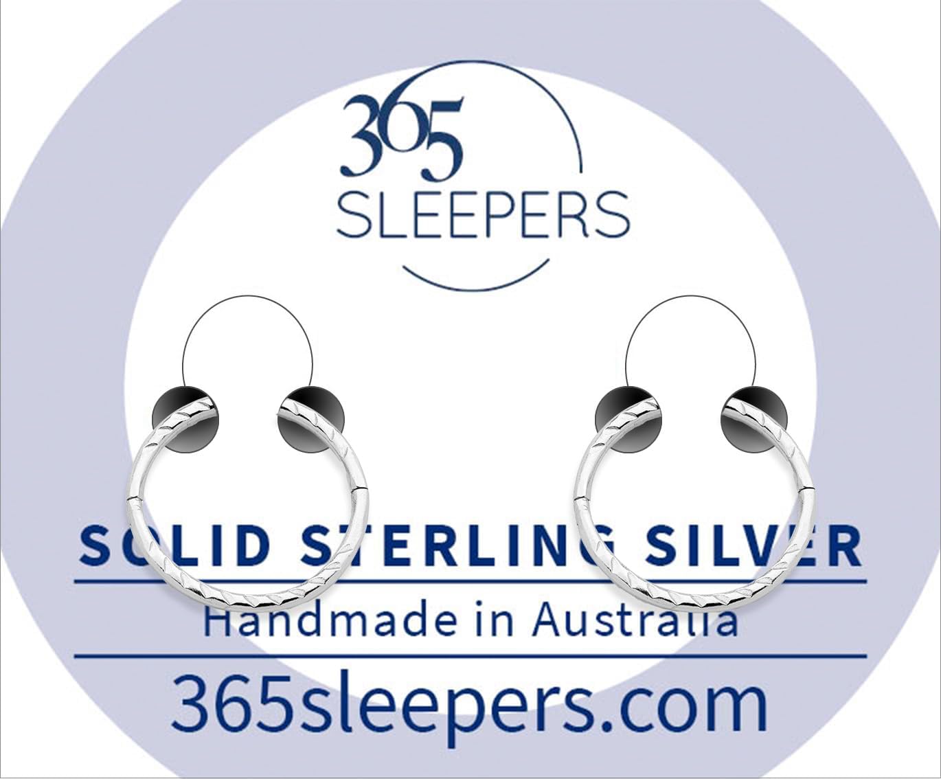 365 SLEEPERS Sterling Silver 8mm - 14mm Diamond Cut Twist Hinged Hoop Nose Lip Septum Tragus Segment Ring Sleeper Earrings Australian Made Nickel Free Hypoallergenic - Image 3