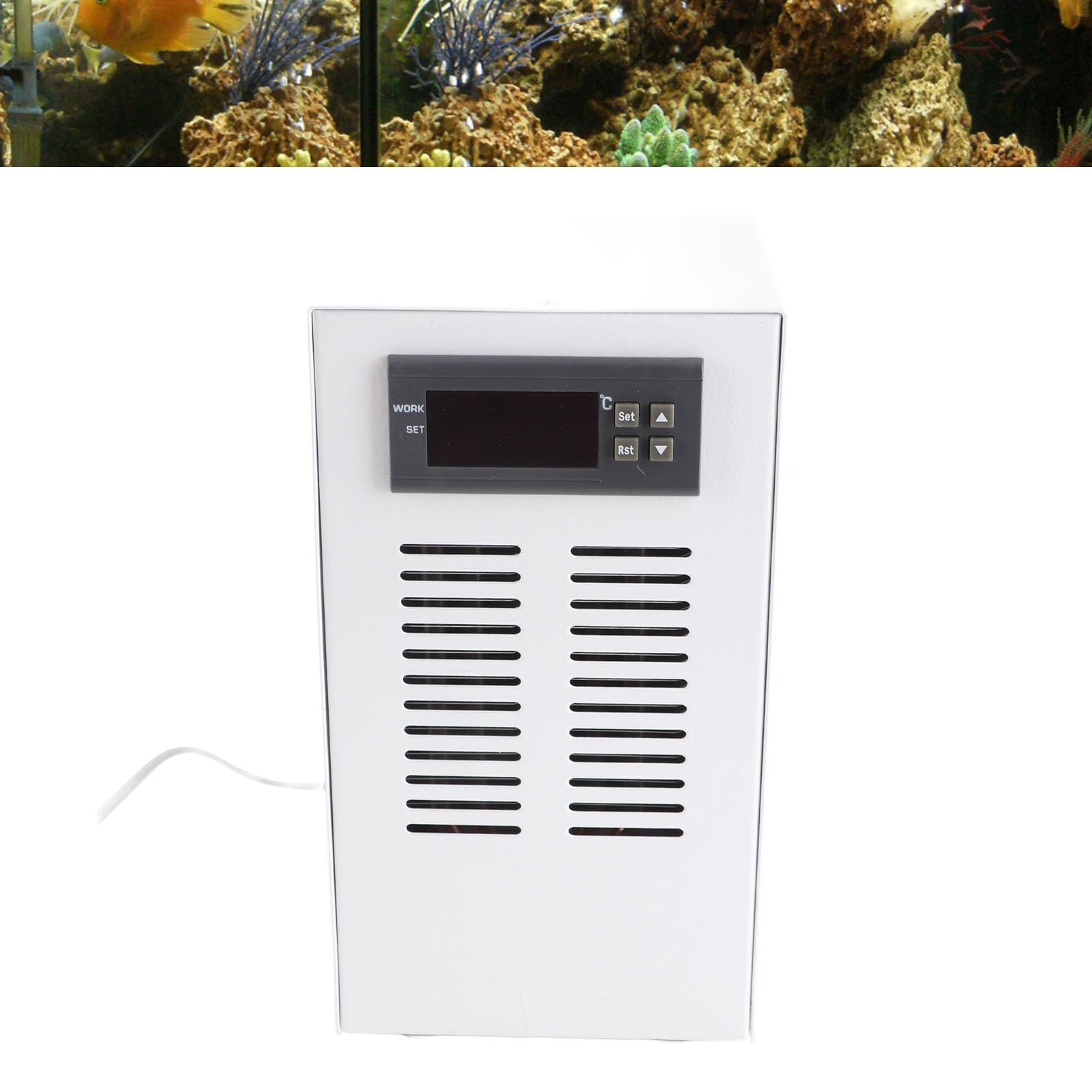 Enfriador de tanque de agua, enfriador de acuario, 3 L/min 30‑35 DB Sistema de enfriamiento silencioso con bajo nivel de ruido, para mascotas hidrofíticas (enchufe de la UE)