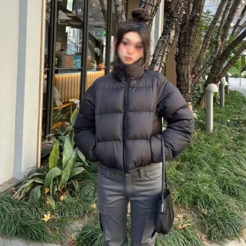 Short Women's Winter Cotton Padded Jacket with Stand Up Collar Thick Warmth