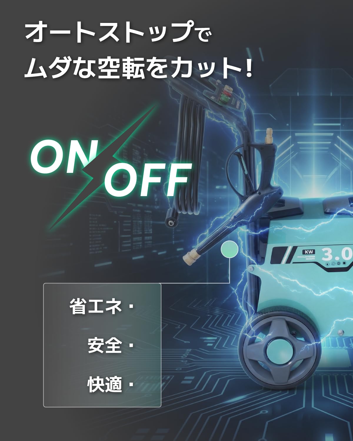 Amazon | 【200V対応】電動高圧洗浄機 3.0kW 圧力調整可能 自動启停