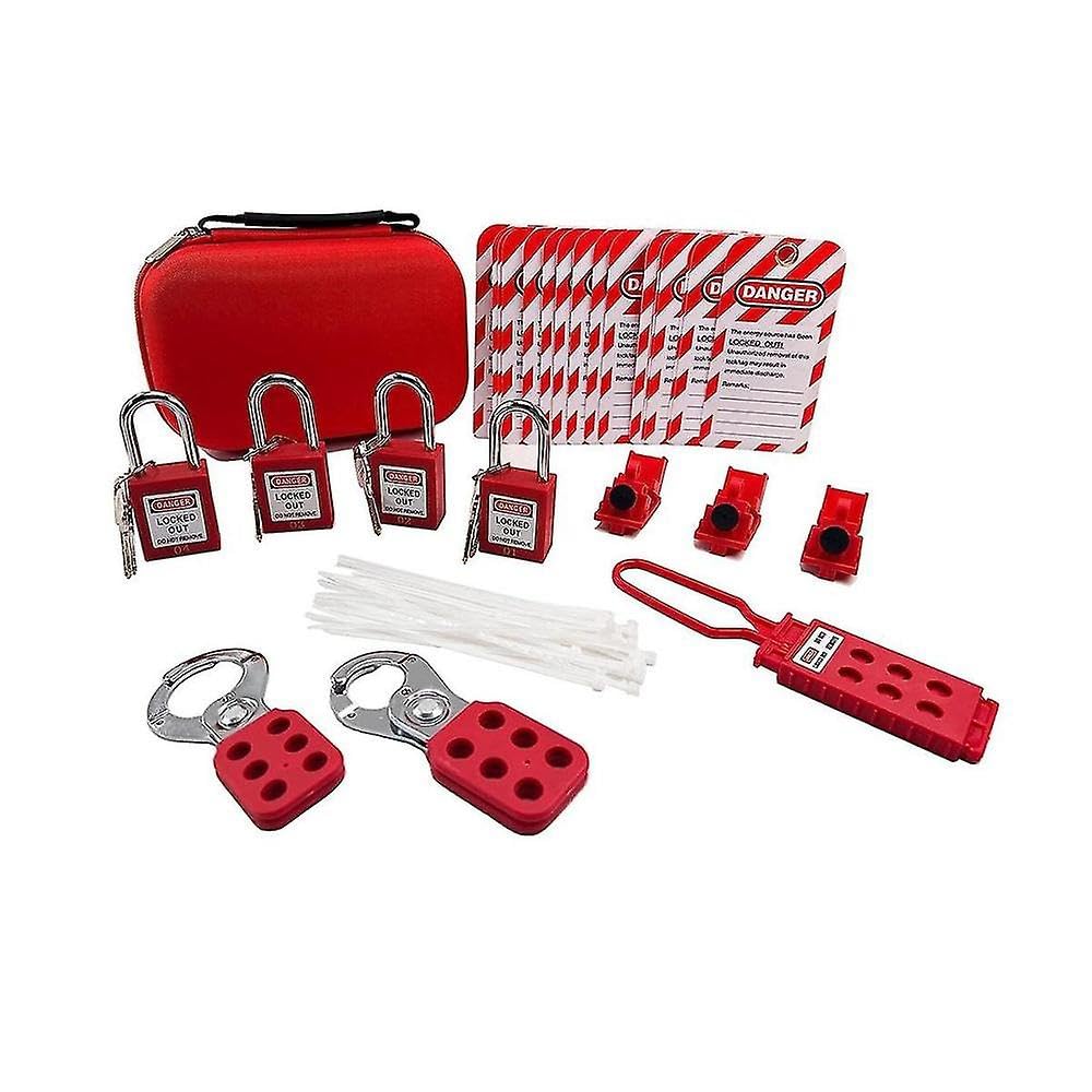 Lockout Label Kit Electrical Lottery-Electrical Lockout Label Kit with Safety Padlock, Safety Hasp
