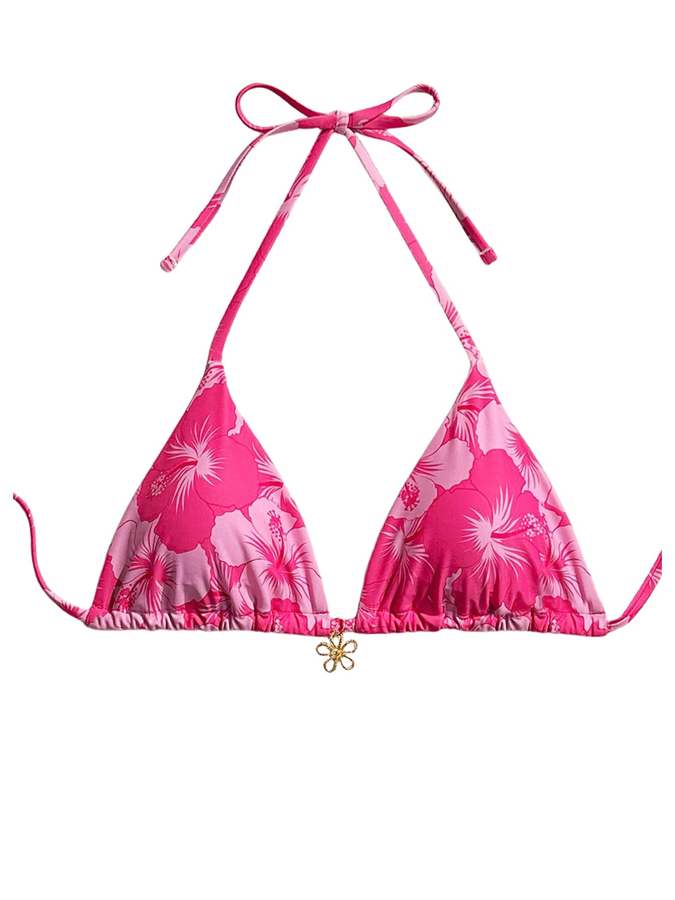 Floral Halter String Triangle Bikini Top for Women Bathing Suit Swim Top-image-47