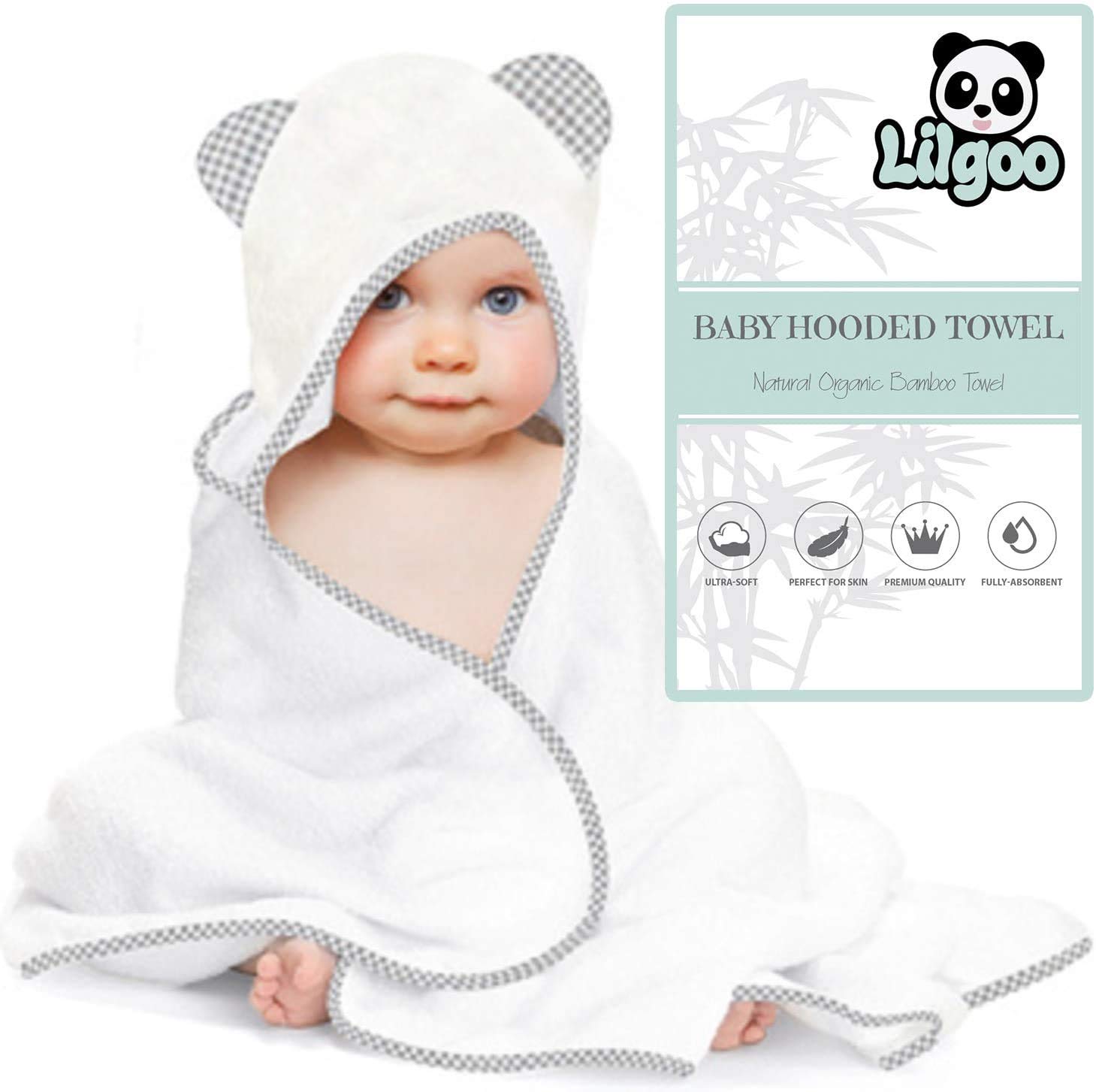 Premium Organic Bamboo Hooded Baby Towel- Large, Soft and Super Absorbent Bear Bath Towel for Boy or Girl - Large Towel for Babies, Newborns, Infants, Toddlers & Kids - Perfect Shower Gift.