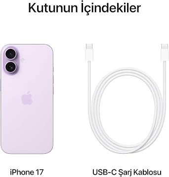Apple iPhone 17 256 GB: ProMotion teknolojisine sahip 6.3 inç ekran, A19 Çip, Daha Pratik Grup Selfie’leri İçin Yeni Center Stage Ön Kamera, Çizilmelere Karşı Daha Dayanıklı; Lavanta