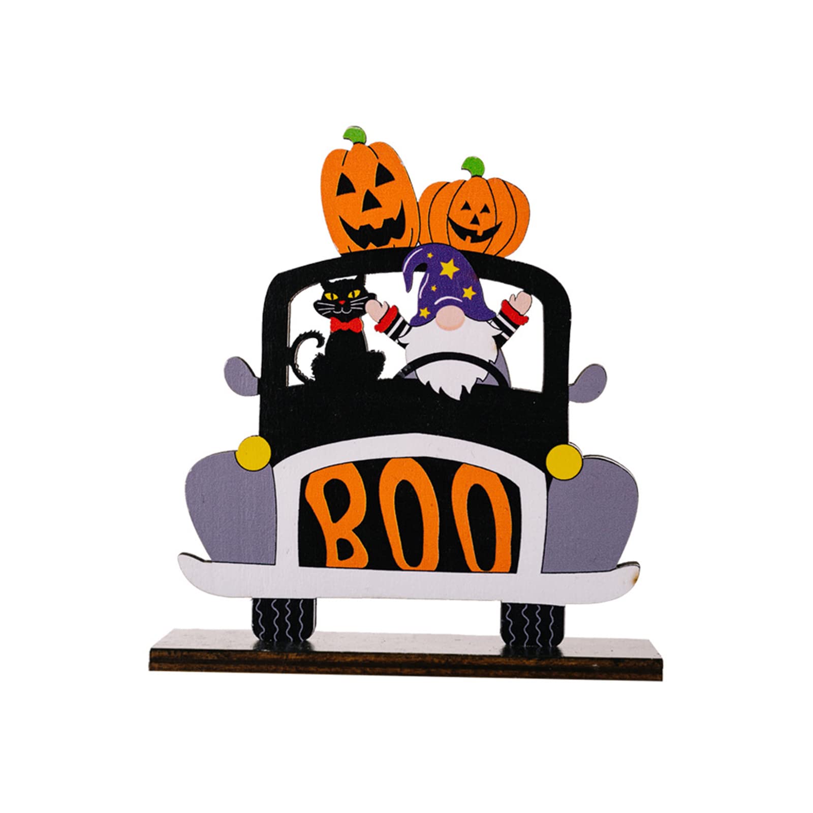 Tsophreniq Halloween Gnomes Ornaments Wooden Gnomes Decor Truck Sculpture for Supplies Party Decoration Ornament