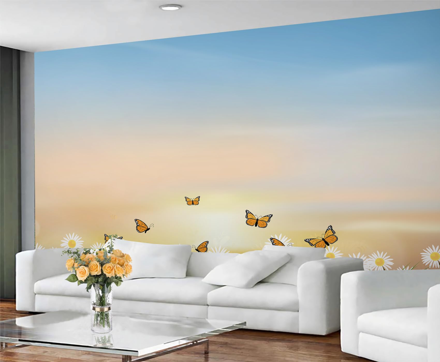 GIVLWF Landscape Wallpaper, Floral Scenery Peel and Stick Wallpaper for Bedroom, Cartoon Kids Wall Paper for Living Room, Abstract Wall Mural, Natural Landscape Large Mural & Room Decor — image 1