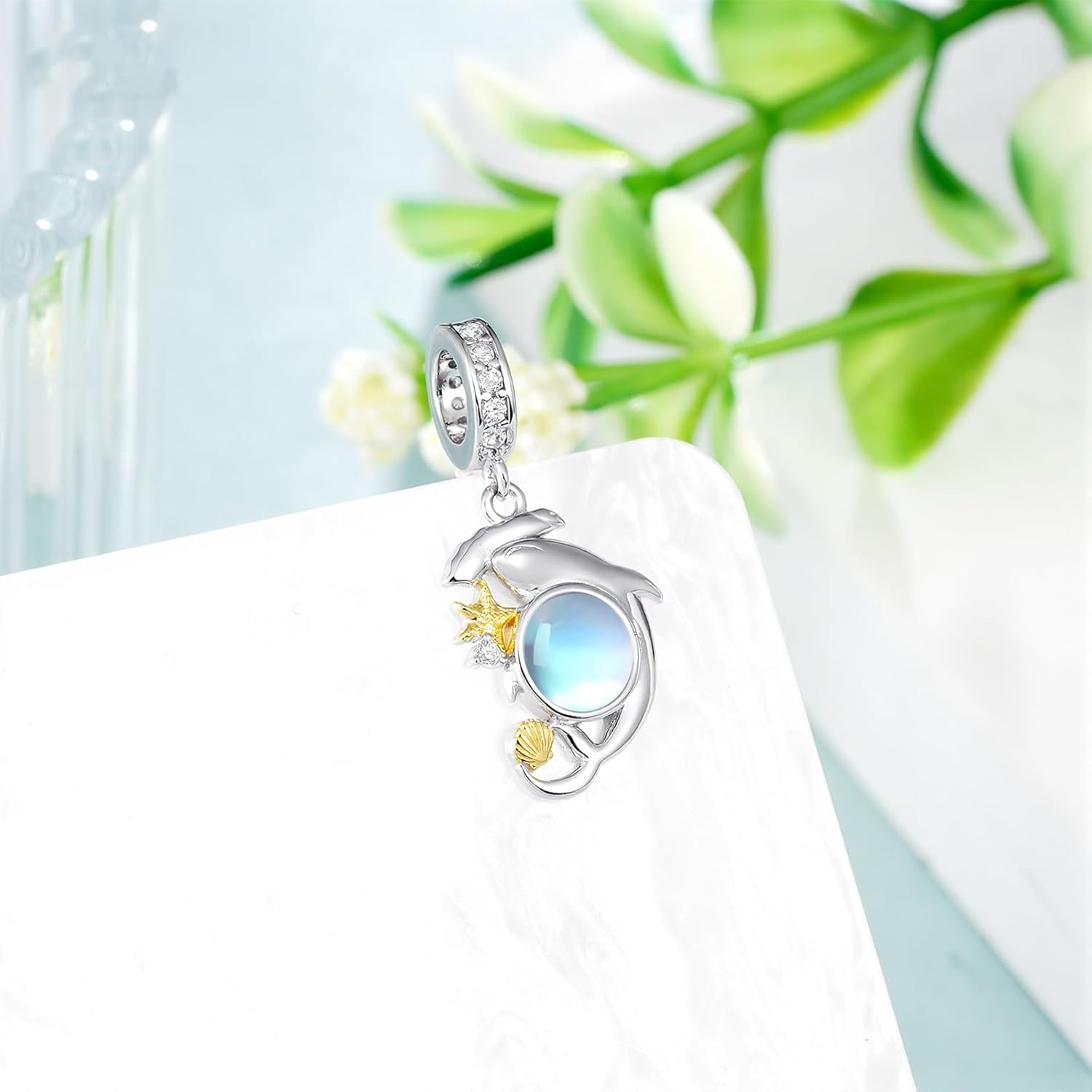 Moonstone Hammerhead Shark Charms for Bracelets 925 Sterling Silver Ocean Charms Shark Decor Jewelry Gifts for Women - Image 2