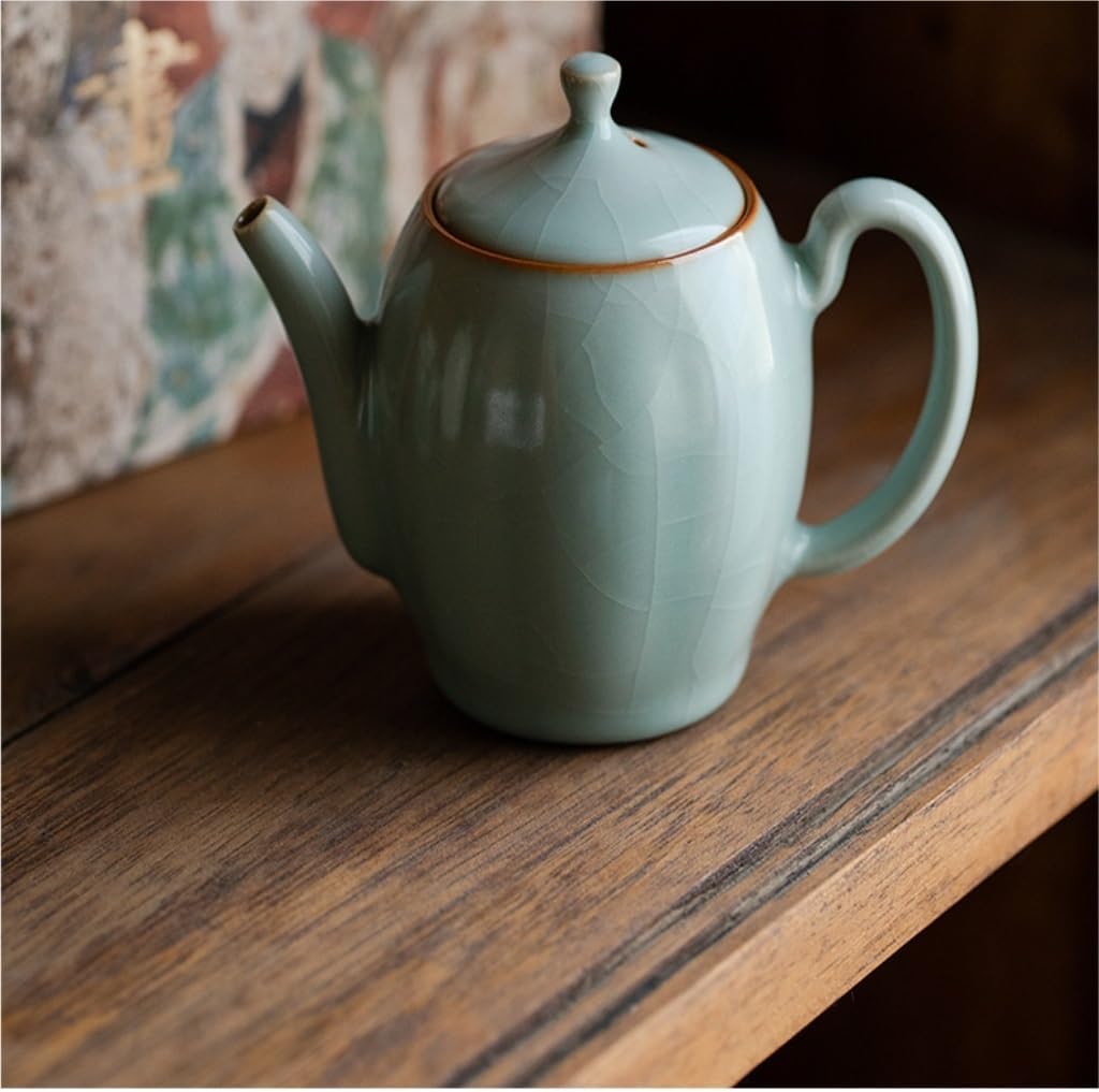 Teapot Ceramic Teapot Ru Kiln Teapot Can Be Opened to Make Teapot Ceramic Kung Fu Tea Porcelain Teapot Single Teapot Tea Sets (Blue C)