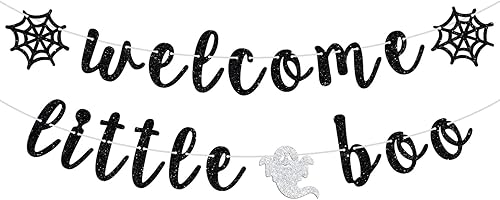 Miniatura 1 de Cartel de bienvenida Little Boo, Oh Baby, tema de Halloween, espeluznante baby shower, revelación de género, suministros de decoración de fiesta AF