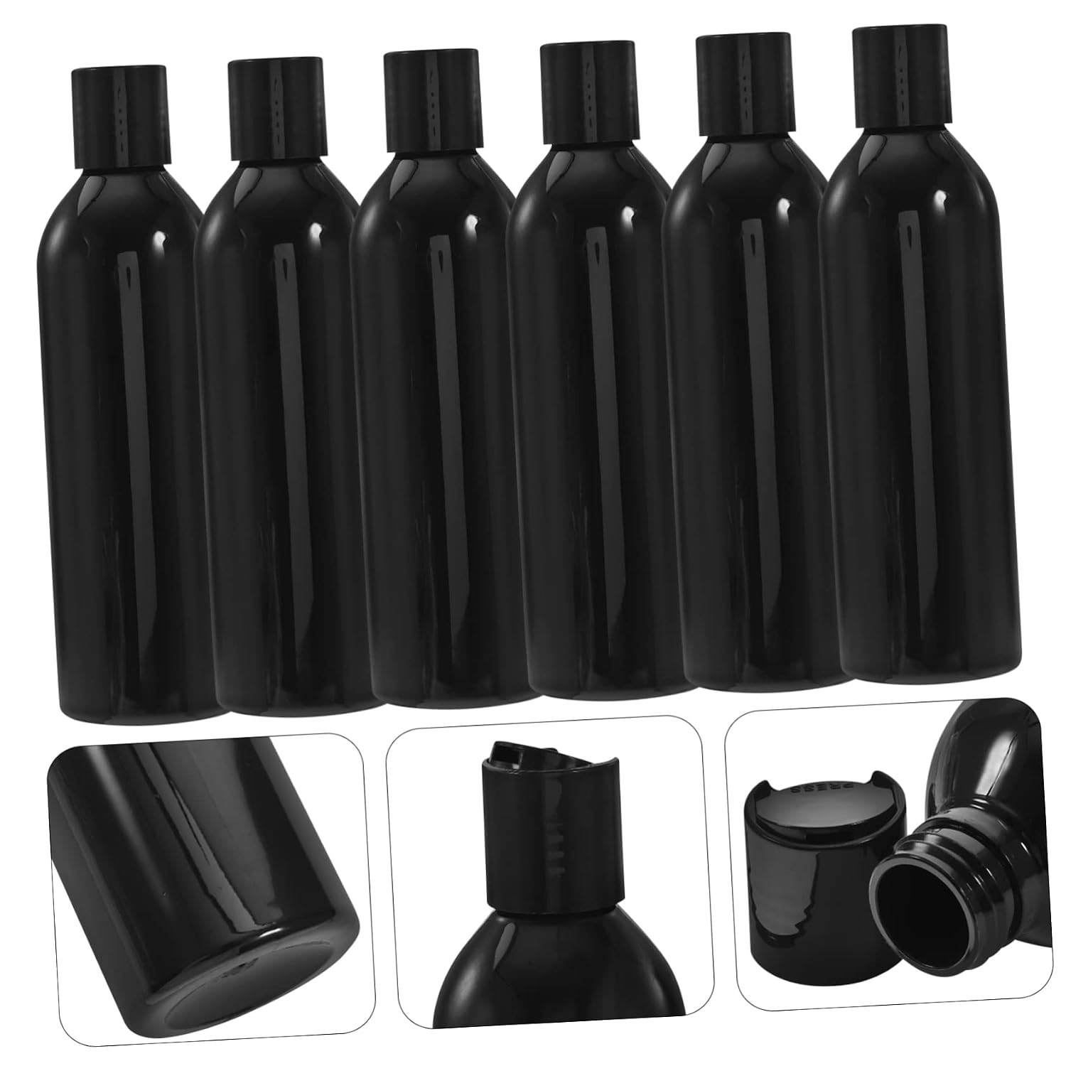 Refillable Shampoo Bottle 250ml Black PET and PP Travel Set 6Pcs image 5