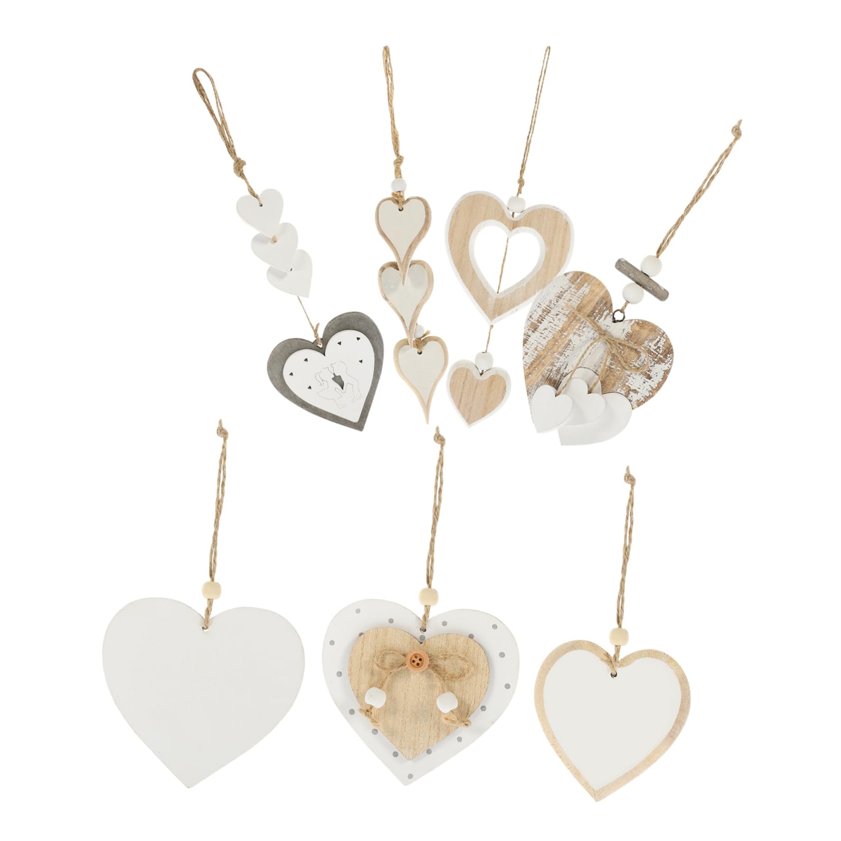 Cœur décorations suspendues en bois pour Saint-Valentin et fêtes