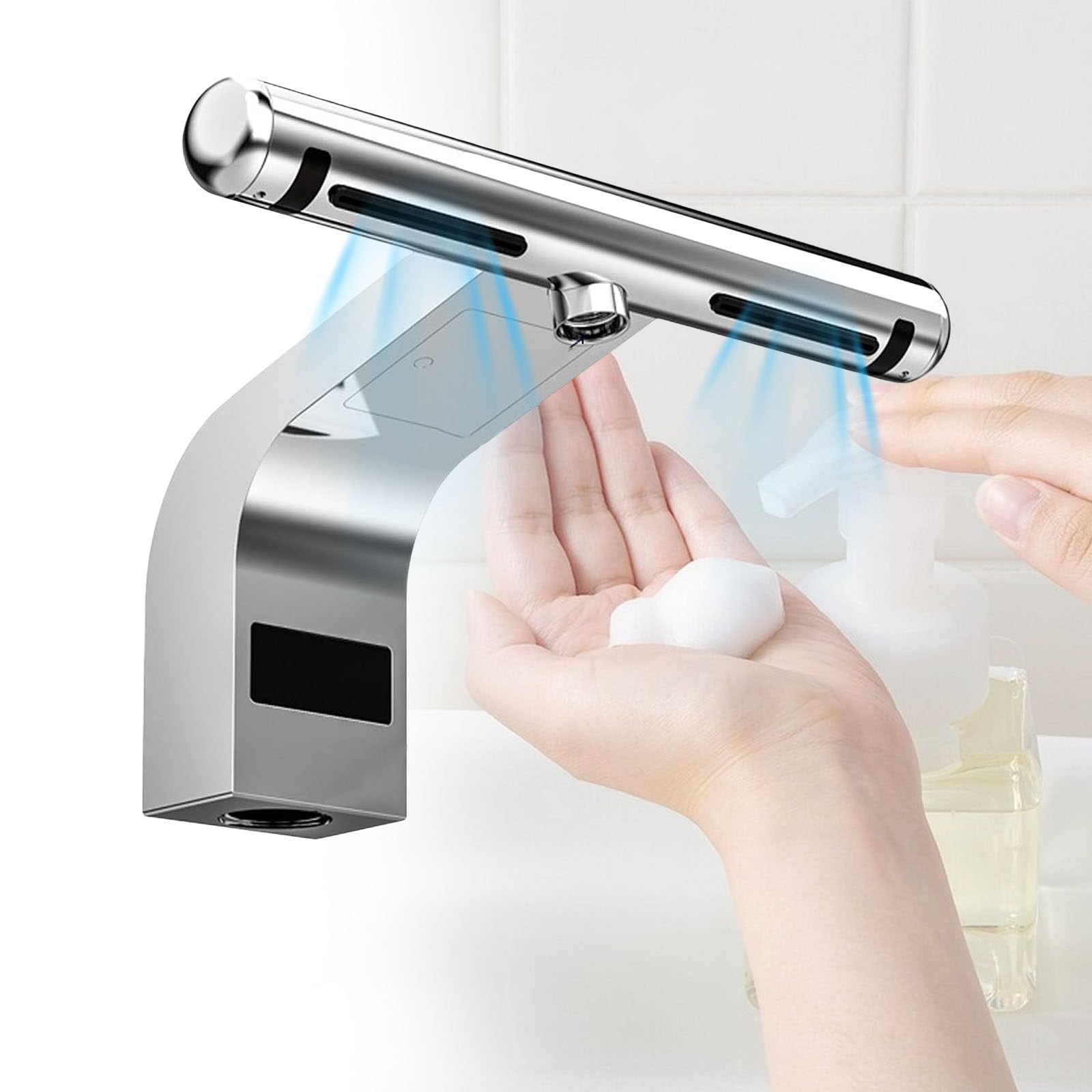 Asciugamani Con Sensore Automatico - Lavaggio E Asciugatura Mani 2 In 1, Rubinetto Per Bagno Con Filtro, Rubinetti Per Lavabo Senza Contatto, Asciugatura Rapida In 10 Secondi